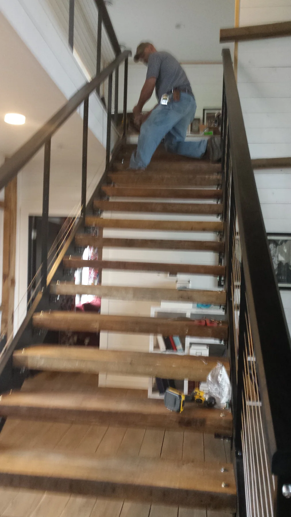 A straight-on view of the finished staircase.