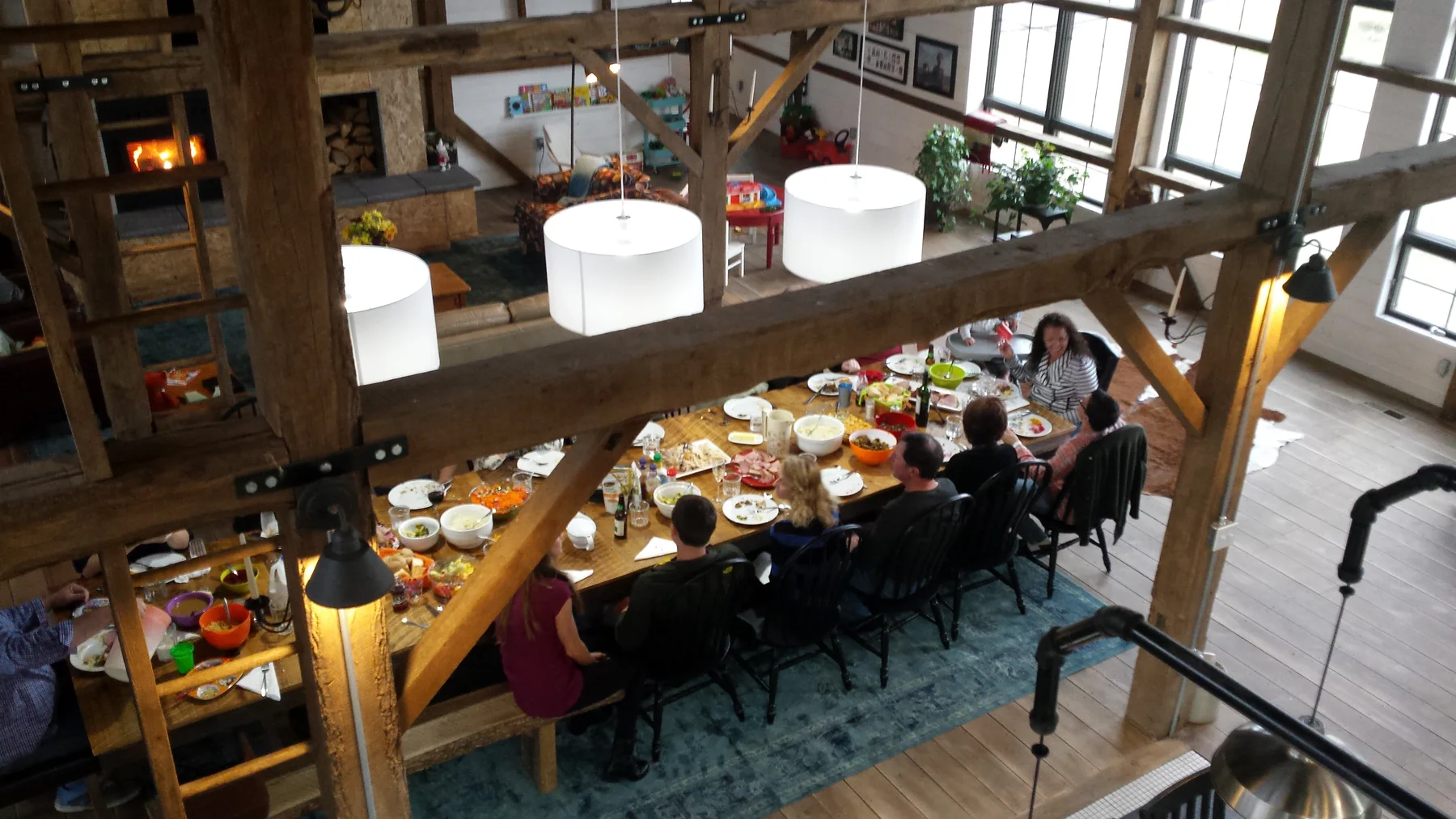 Thanksgiving dinner at the new barn table.