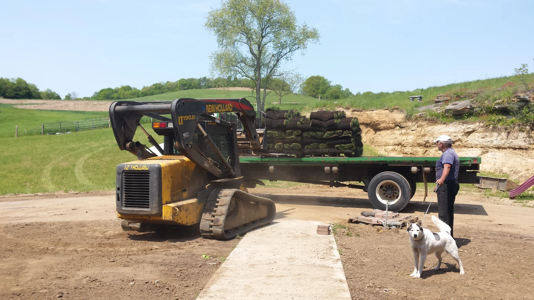Equipment at work during the spring landscaping push.